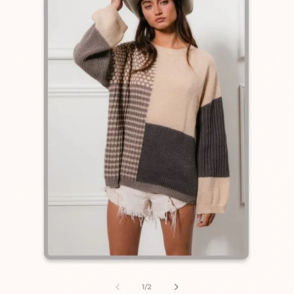 BiBiColorblock Patchwork Sweater - Picture 1 of 2